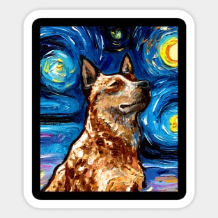 Red Heeler Night (Portrait) Sticker